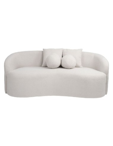 LYON 2-Seater Sofa Teddy White Fabric