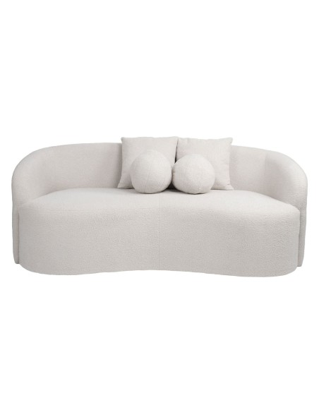 LYON 2-Seater Sofa Teddy White Fabric