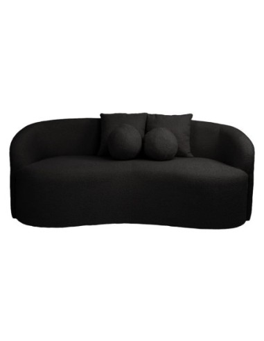 LYON 2-Seater Sofa Teddy Black Fabric
