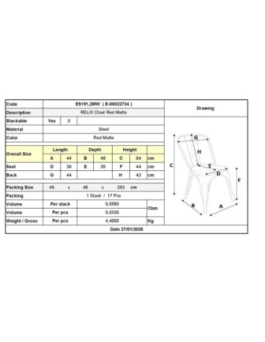 RELIX Chair Metal Red Matte