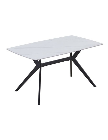 GALI Dining Table 140x80cm Metal Black-Sintered Stone White Marble