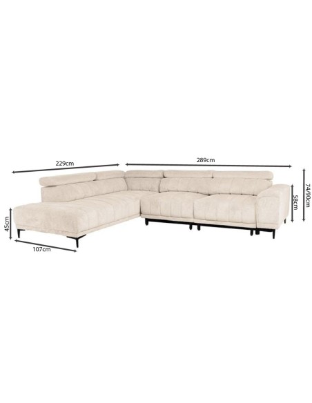 MASSIMO Left Facing Corner Sofa-Sliding Seats, Water Repellent Fabric Beige