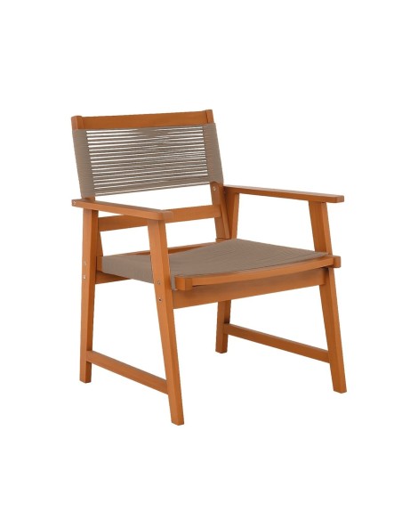 SPRING Living Πολυθρόνα Βεράντας - Κήπου, Ξύλο Ακακία Φυσικό, Rope Wicker Μπεζ