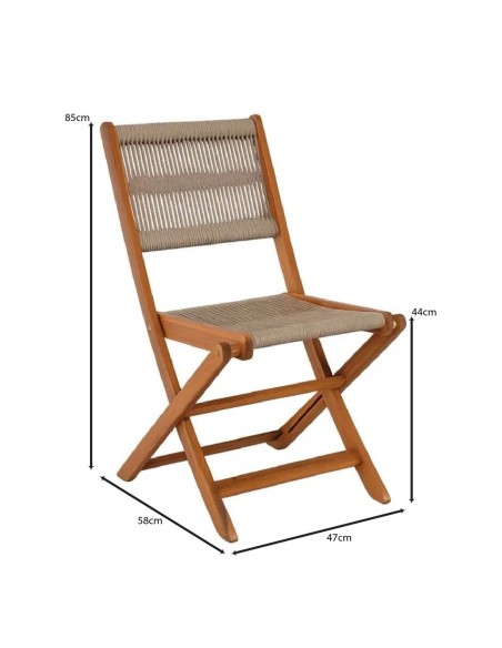 SPRING Καρέκλα Πτυσσόμενη Βεράντας - Κήπου, Ξύλο Ακακία Φυσικό, Rope Wicker Μπεζ