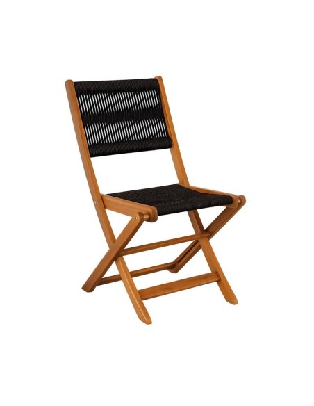 SPRING Καρέκλα Πτυσσόμενη Βεράντας - Κήπου, Ξύλο Ακακία Φυσικό, Rope Wicker Μαύρο