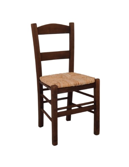 ΣΥΡΟΣ Καρέκλα Οξιά Βαφή Εμποτισμού Καρυδί, Κάθισμα Ψάθα