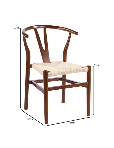 LIMA-W Chair Walnut, Seat Paper Rope Natural
