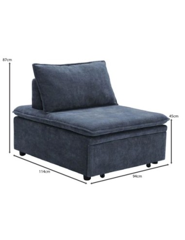 FRANNIE Chair Bed, Fabric Blue-Grey