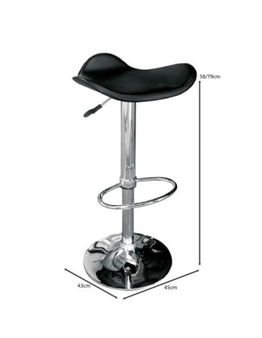 SADDLE Bar Stool Black Pvc-Chromed Base