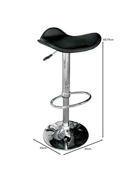 SADDLE Bar Stool Black Pvc-Chromed Base