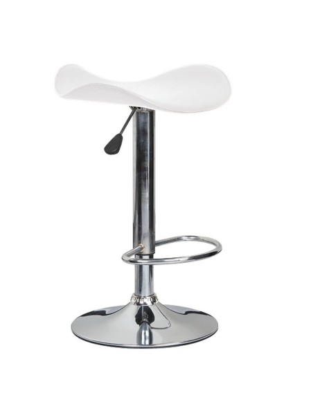 SADDLE Bar Stool White Pvc-Chromed Base