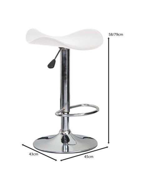 SADDLE Bar Stool White Pvc-Chromed Base