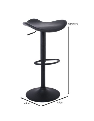SADDLE Bar Stool Black Pvc-Black...
