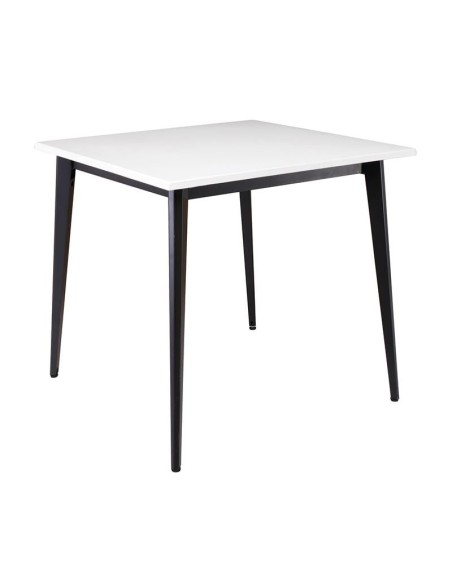 VIDAL Τραπέζι Μέταλλο Βαφή Μαύρο, Επιφάνεια 80x80cm-20mm Κ-Π Εμποτισμού Λάκα Άσπρο