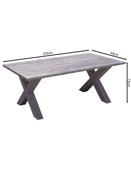 ALLEY Τραπέζι Dining Κήπου-Βεράντας ALU Grey
