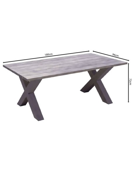 ALLEY Τραπέζι Dining Κήπου-Βεράντας ALU Grey