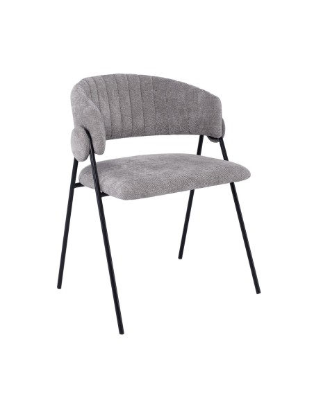 ALFREDO Armchair Black Metal, Grey Fabric