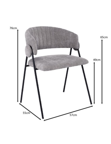 ALFREDO Armchair Black Metal, Grey Fabric