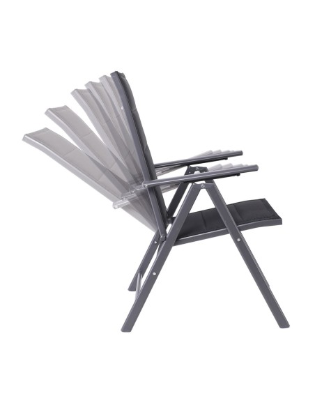 YARD Folding Armchair Metal Dark Grey, Padded Textilene Anthracite