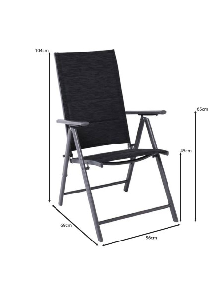 YARD Folding Armchair Metal Dark Grey, Padded Textilene Anthracite