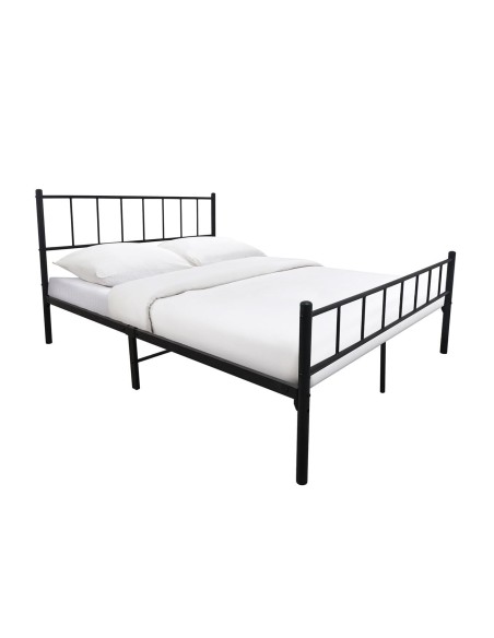 TIVO Κρεβάτι Διπλό, για Στρώμα 160x200cm, Μέταλλο Βαφή Μαύρο