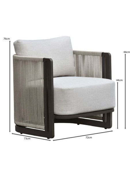BOSTON Living Set (4 pcs) Alu Anthracite-Rope Wicker Beige