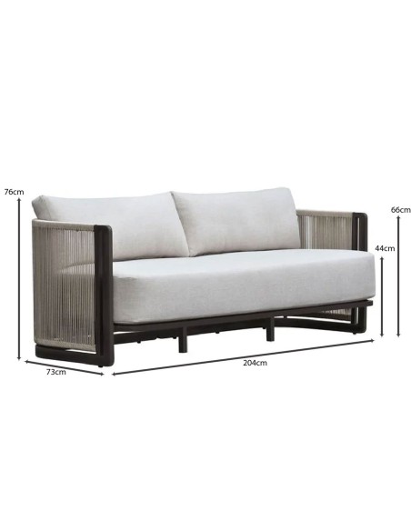 BOSTON Living Set (4 pcs) Alu Anthracite-Rope Wicker Beige