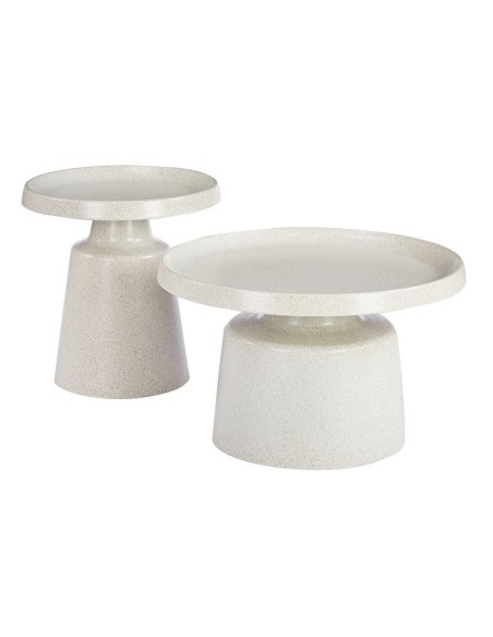 DOS Set-2 Coffee Tables D.50cm+D.70cm Metal White Dot