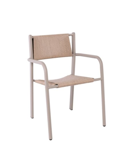 DENVER Armchair Alu, Rope Wicker Beige