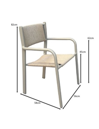 DENVER Armchair Alu, Rope Wicker Beige