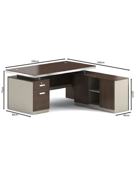 CONCEPT Reversible Desk 200x160cm Walnut-Beige