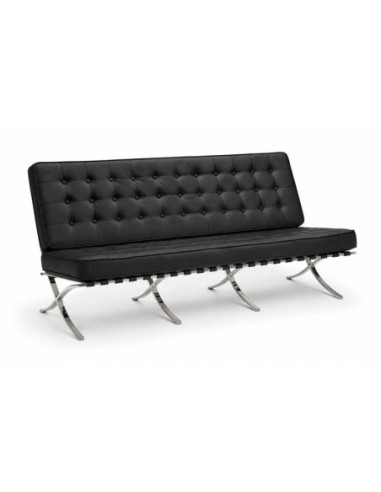BARCELONA Type 3-Seater Sofa Black Pu