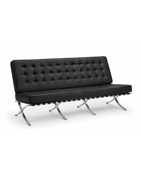 BARCELONA Type 3-Seater Sofa Black Pu