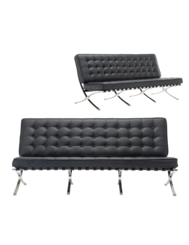 BARCELONA Type 3-Seater Sofa Black Pu