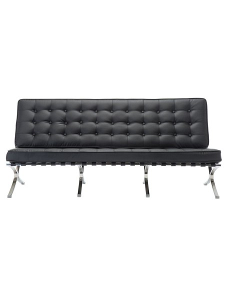 BARCELONA Type 3-Seater Sofa Black Pu