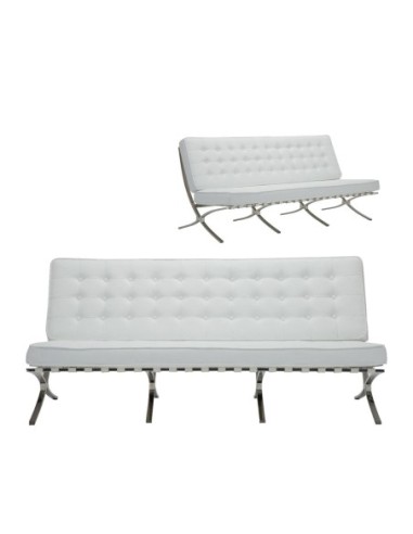 BARCELONA Type 3-Seater Sofa White Pu