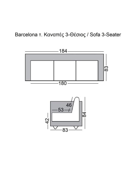 BARCELONA Type 3-Seater Sofa White Pu