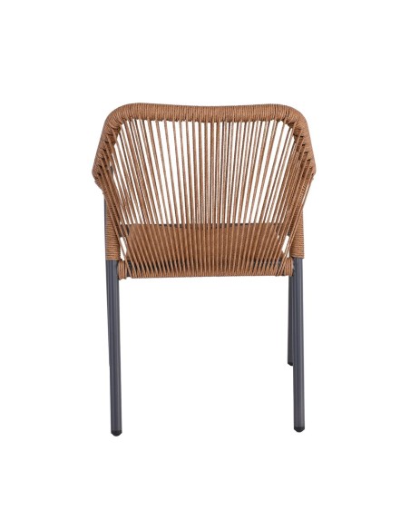 DENVER-DINA Set Table 220x97+8 Armchairs Alu Dark Grey-Natural Polywood & Wicker