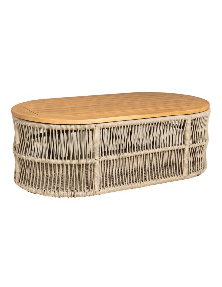 MARK Set (4pcs) Acacia Natural, Rope Wicker Beige, Cushions Beige