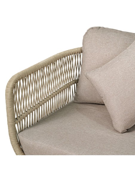 MARK Set (4pcs) Acacia Natural, Rope Wicker Beige, Cushions Beige