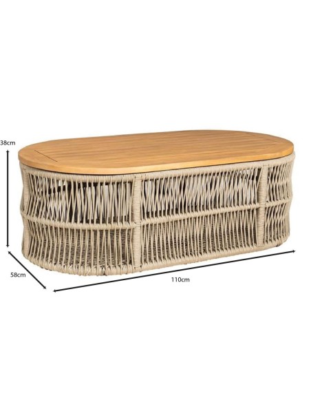 MARK Set (4pcs) Acacia Natural, Rope Wicker Beige, Cushions Beige