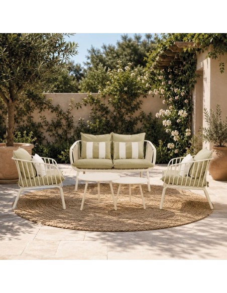 ASTRID Set (5pcs) PP-Metal Cream-Cushions Sandy Green