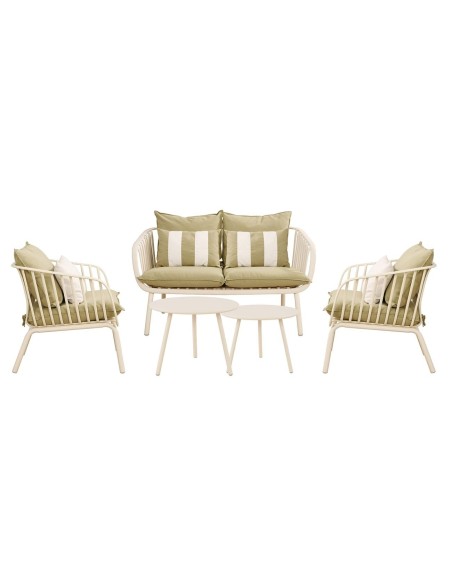 ASTRID Set (5pcs) PP-Metal Cream-Cushions Sandy Green