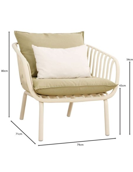 ASTRID Set (5pcs) PP-Metal Cream-Cushions Sandy Green