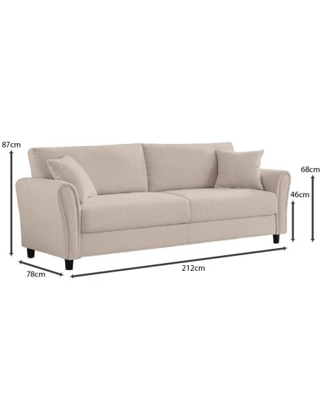 BRITAIN 3-Seater Sofa Beige Fabric