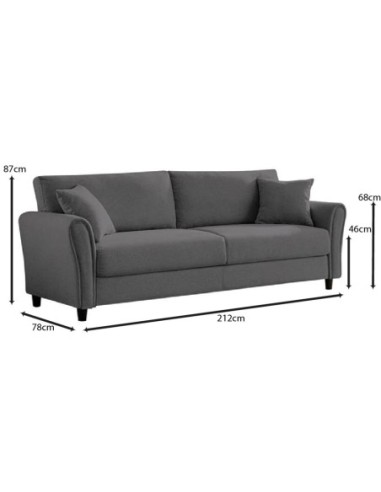 BRITAIN 3-Seater Sofa Grey Fabric
