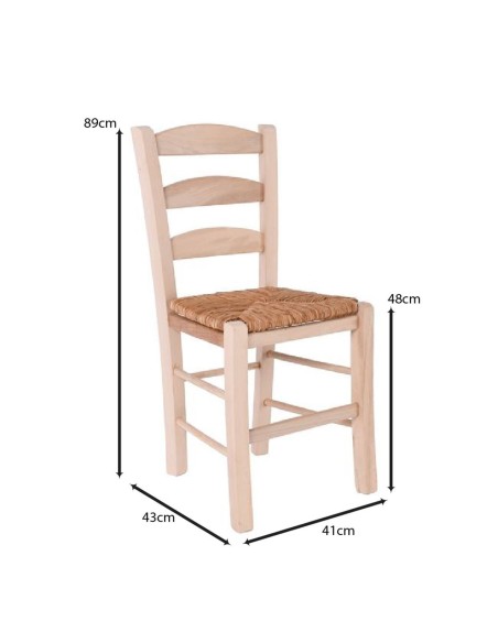 SKIROS Chair Unpainted with Rush Seat