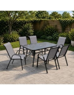 RIO Set (Table 140x80cm+6...