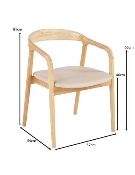 SIMONE Armchair Natural, Pu Ecru