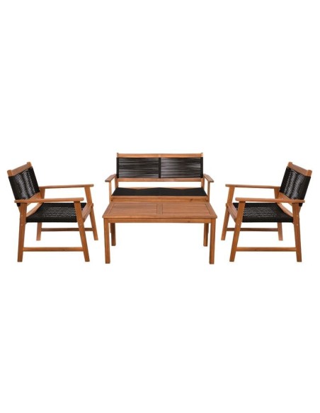 SPRING Living Set (4pcs) Acacia Natural, Rope Wicker Black
